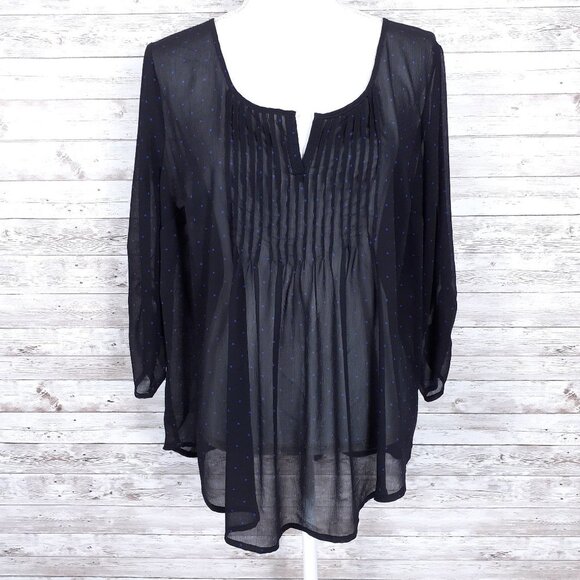 torrid Tops - Torrid Womens Sheer Blouse Plus Sz 0X Polka Dot 239A
